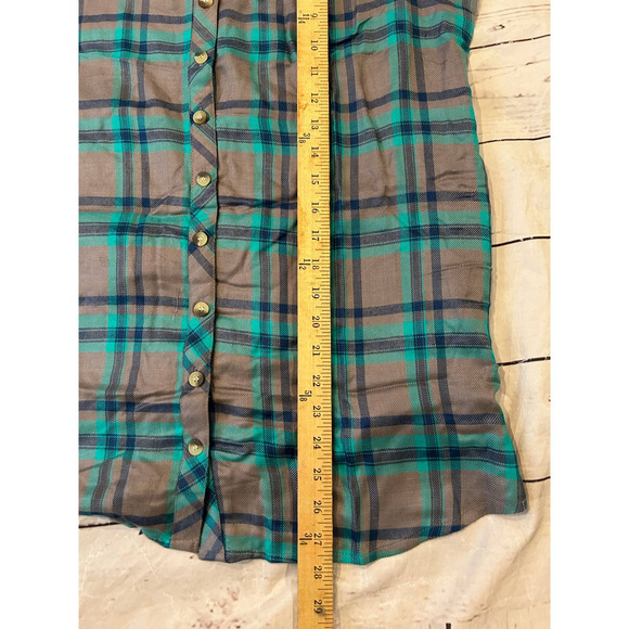 Taloni Collections New Plaid Button Up Floral Black Gray Teal Size Small Petite - Picture 2 of 12